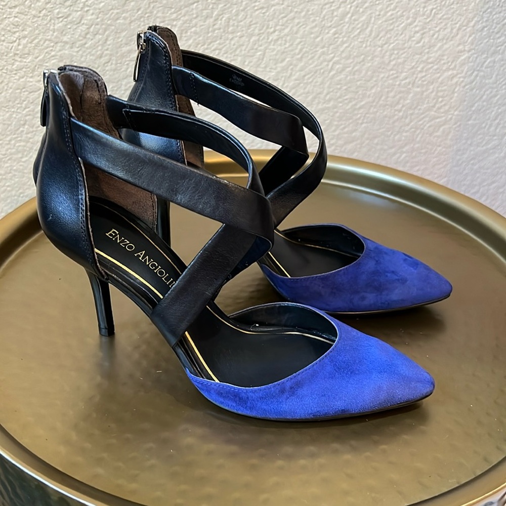 Enzo Angiolini Eacoadi Blue Suede Heels